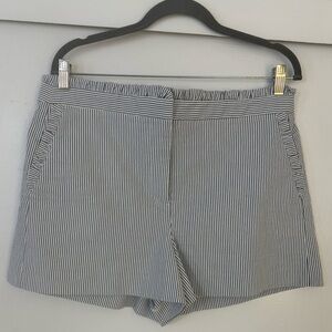 JCrew Pinstripe Ruffle Short